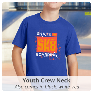 Youth Crew Neck Also comes in black, white, red 